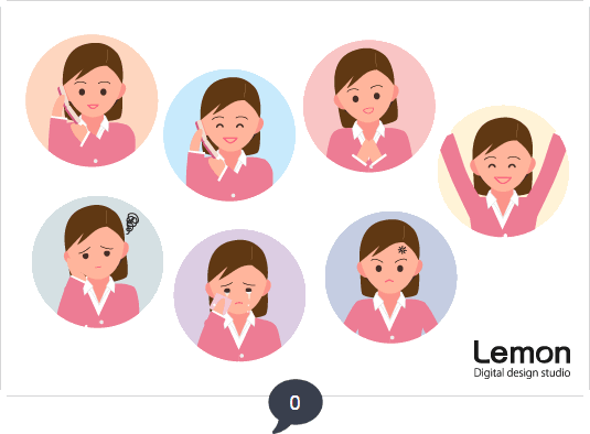 人の表情のイラスト　女性