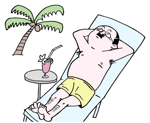 バカンスを楽しむおっさん