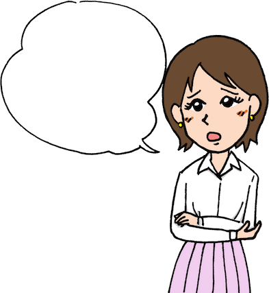 吹き出し付き困って悩んでいる顔の女性イラスト